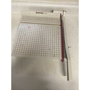 VINTAGE 12" Boston 2612 Cast Iron & Wood Guillotine Paper Cutter Trimmer
